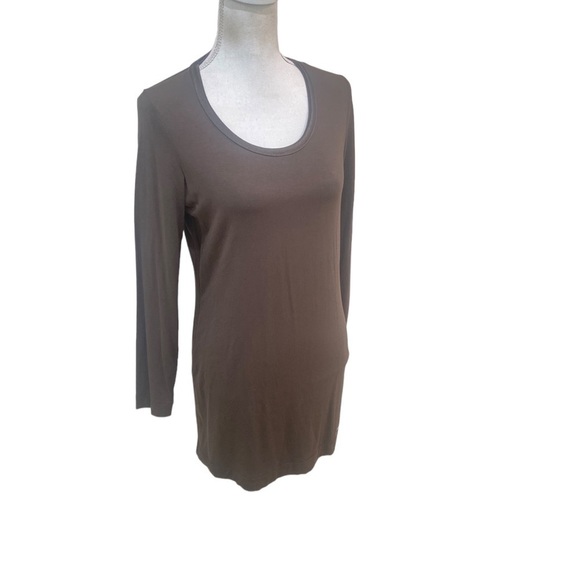 Luisa Cerano scoop neck long sleeve olive top tunic length size 8 - Picture 3 of 9